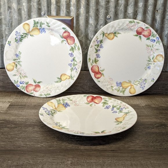 Corelle Dining Corelle Swirl Chutney Fruit Pattern Set Of 3 Dinner